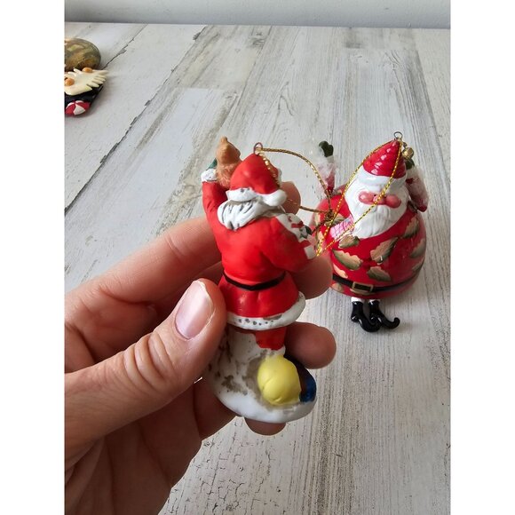 Jointed porcelain Santa Bell ornament Xmas tree set bigger jolly - Picture 5 of 11